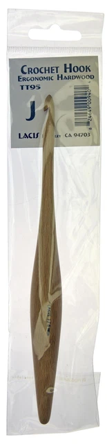 Paquete de 2 ganchos de ganchillo ergonómicos de madera dura Lacis 7" talla J10/6 mm TT95-J