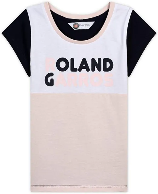 T-shirt tennis bambina Roland Garros collo rotondo cotone rosa taglia 4 anni