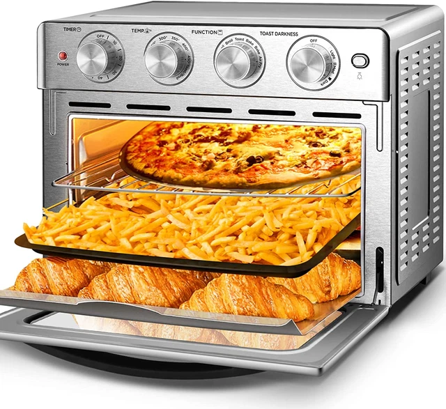6 Slice 24.5QT Air Fryer Toaster Oven Combo Roast Bake Broil Reheat Fry Oil-Free