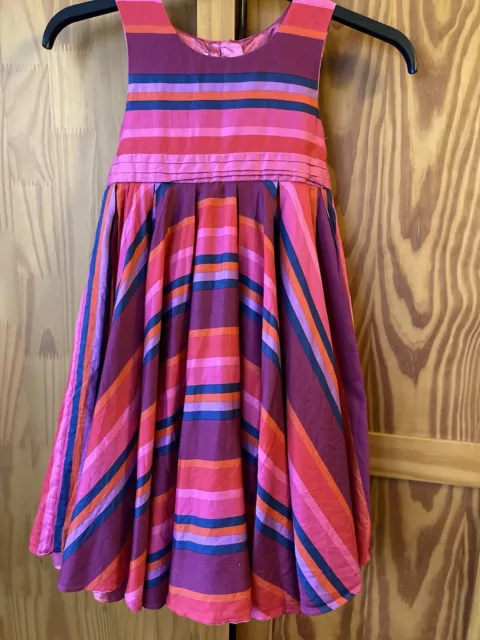 Monsoon Girls cotton striped dress 8 - 9 Years Multi-coloured Stunning