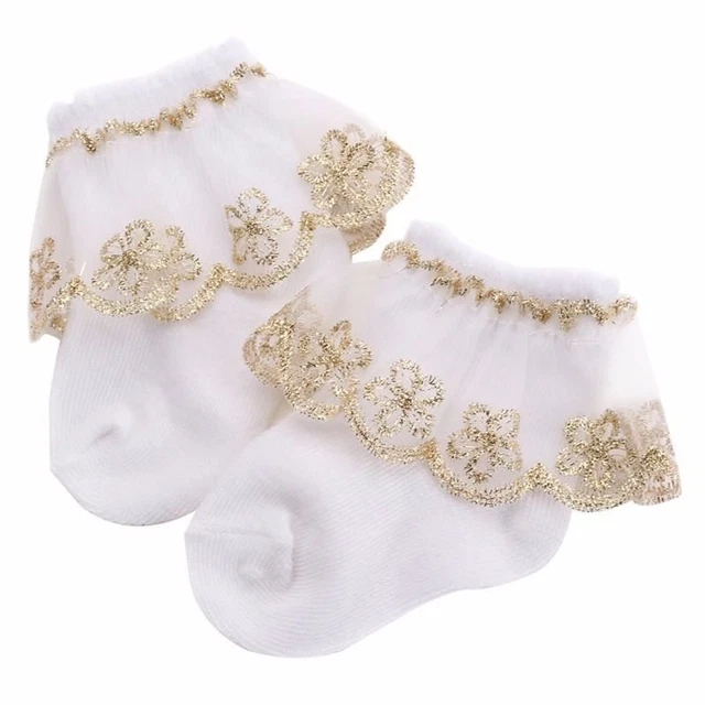 Neonati Bambino Calzini Cotone Battesimo Inverno Increspato Maglia Ginocchio Lac 4