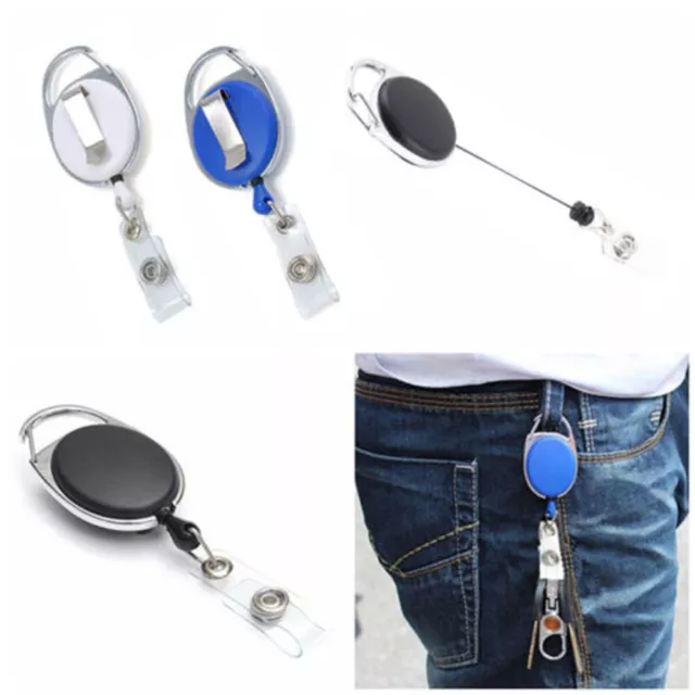 Practical Belt Clip Retractable Keychain ID Card Badge Holder Recoil Key Ring