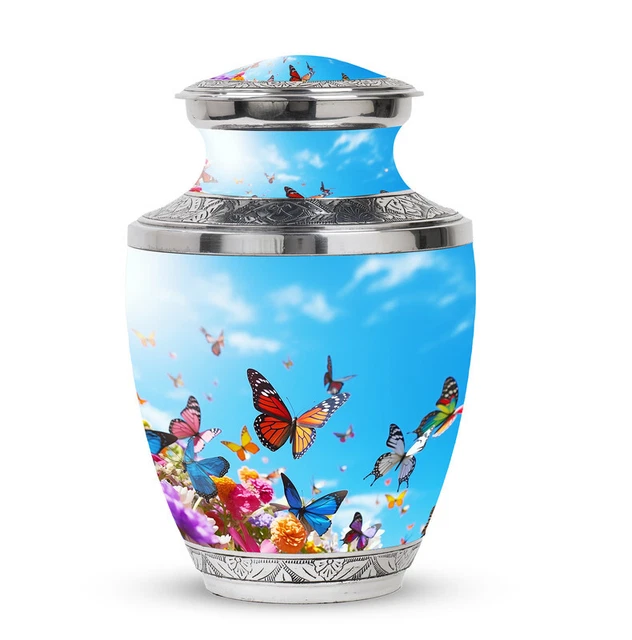 Decorative Urns For Human Ashes Colorfull Butterflies (3 Inch) Pack Of 1