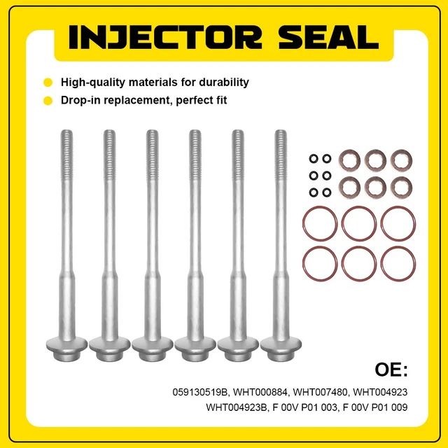 FIT VW AUDI TDI Fuel Injector Bolts Seals Rings Washers Kit WHT007480 ...