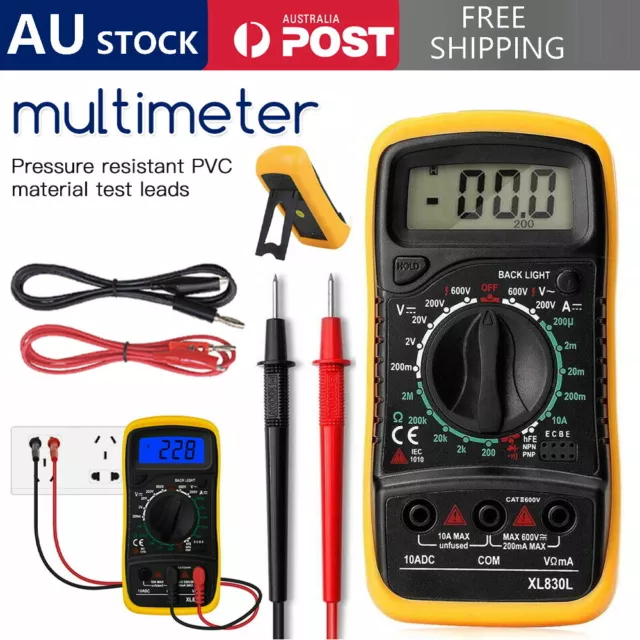 Digital Multimeter Automotive AC/DC Voltmeter Current Meter Multi Tester+4 Leads