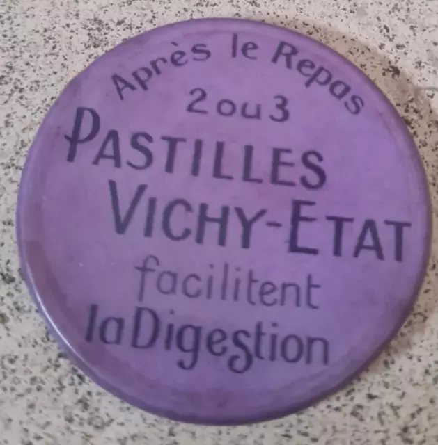 Ancien MIROIR PUBLICITAIRE DE POCHE Pastilles Vichy-Etat