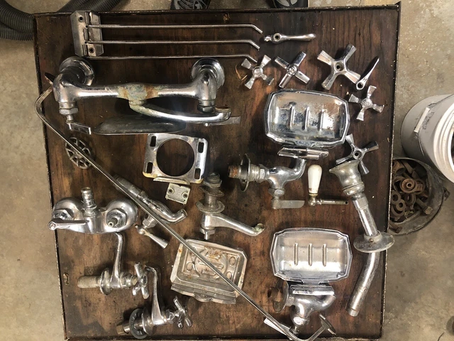 Lot Antique Kitchen Bath Farmhouse Water Spigot Knob Faucet Towel Bar Soap Dish