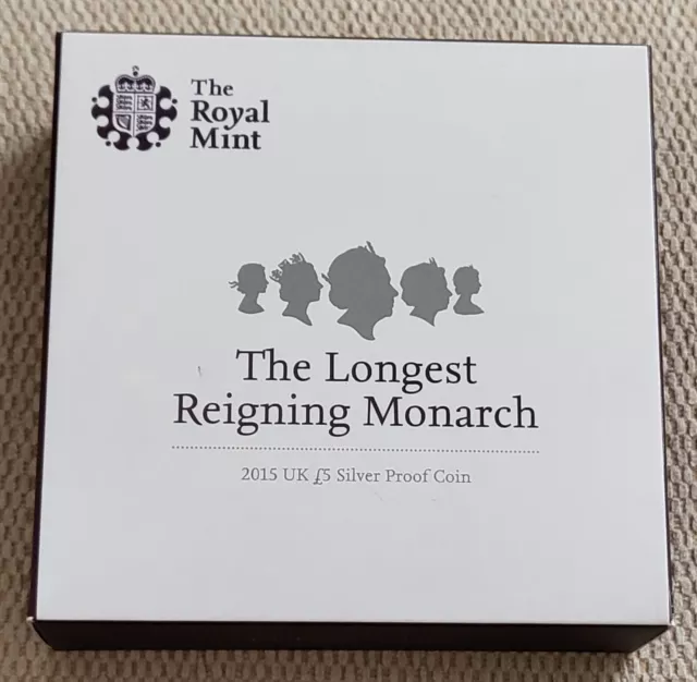 2015 The Longest Reigning Monarch Silver Proof £5 Five Pound Coin Bunc With Coa