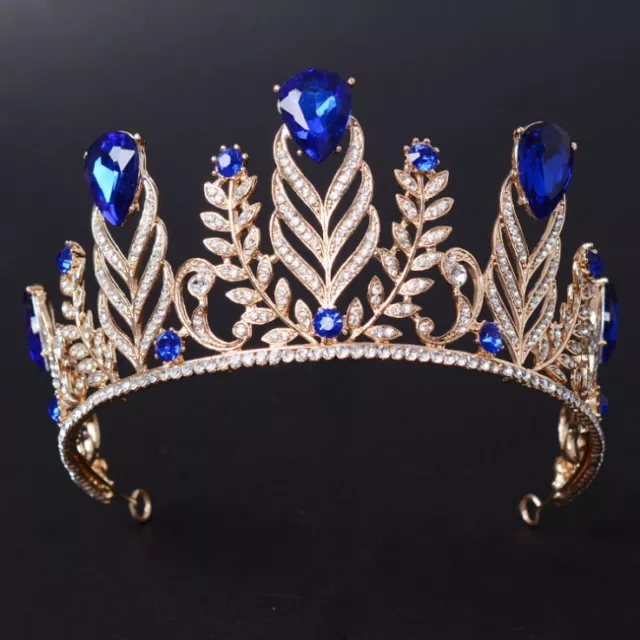 7.5cm Tall Adult Big Drip Crystal Leaf Tiara Crown Wedding Pageant Prom 6 Colors