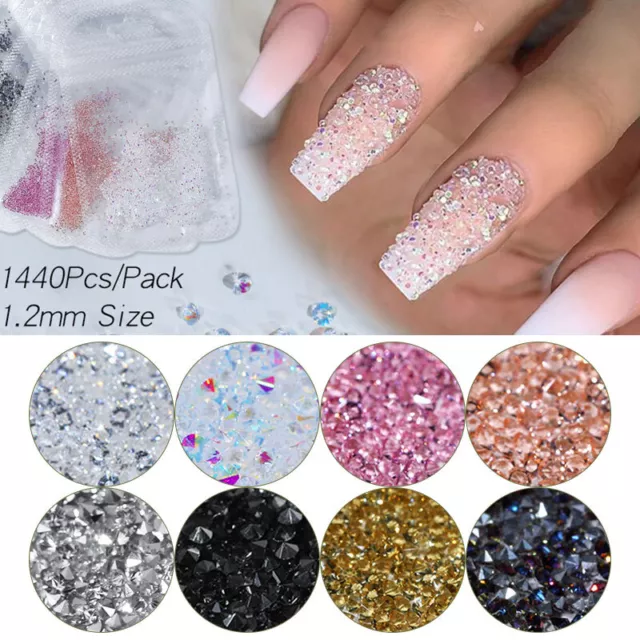 Nail Art Rhinestones 3D Micro Beads Gems Glass Crystal DIY Manicure Decoration