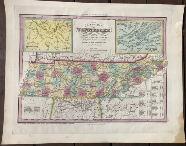 Rare Map of Tennessee 1841