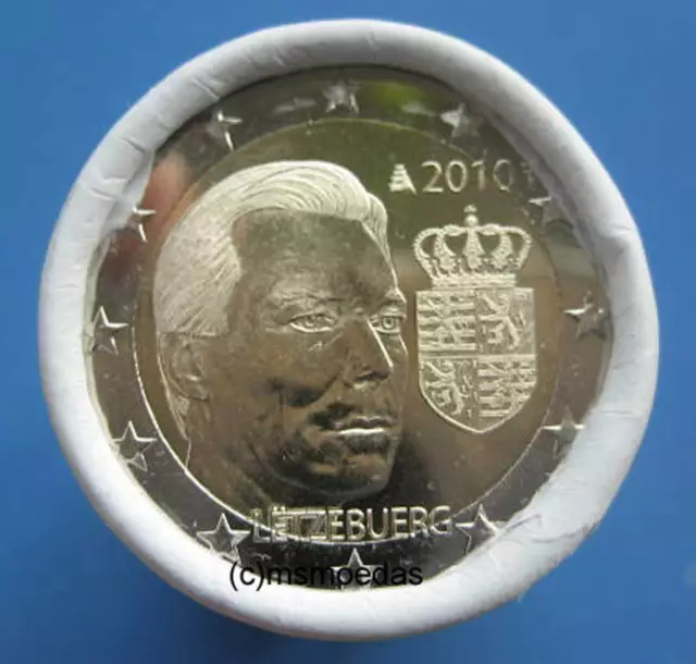 Luxemburg 2 Euro Rolle mit 25x 2 Euro Gedenkmünzen 2010 Wappen Großherzog Henri