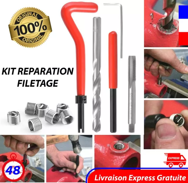 Kit de Réparation des Filetage de Type Helicoil M8 x 125 mm X30 Pieces en Acier