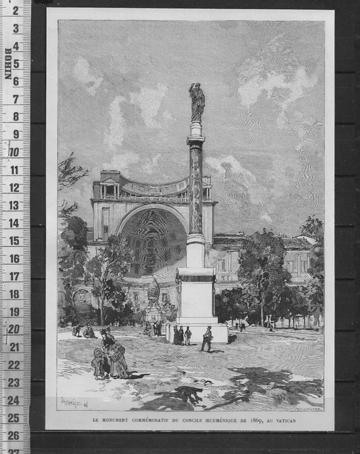 G383 / Gravure 1888 /  Le Monument Commemoratif Du Concile Au Vatican