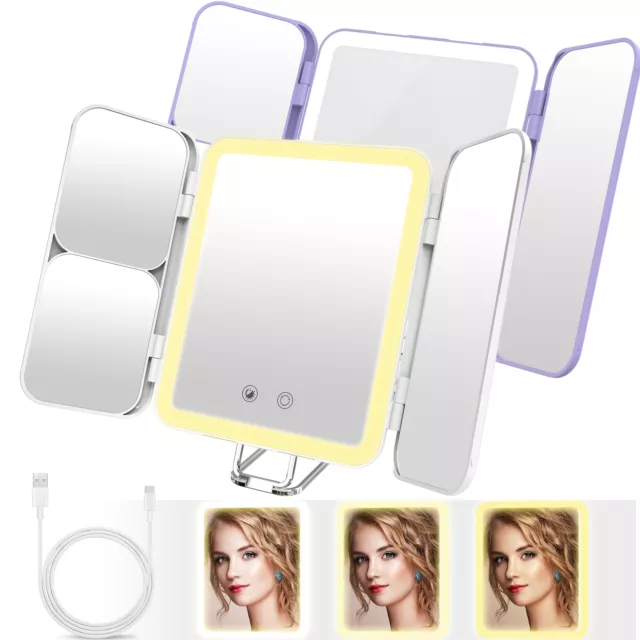 SEJOY Makeup Mirror With 64 LED Light Mirror 1x/3x/7x Magnifying Tri-Fold Touch