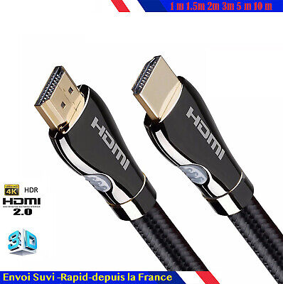 Arcas câble HDMI OR nylon tressé haute vitesse HD 1080p 1,5m 3m 5m 10m NORME CE 