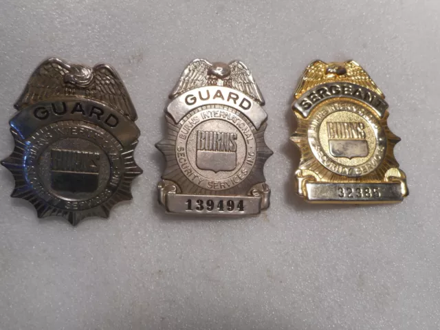 3 Different Burns Security Full Size Badges