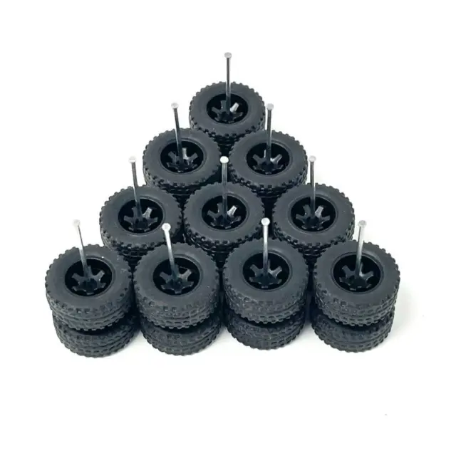 5 Sets 14mm Off Road Black 6 Spoke  Rims & Real Riders Rubber Tires  Hot Wheels