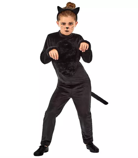 COSTUME GATTO NERO bambina bambini S - XL animale Halloween abito elegante  gattino EUR 24,59 - PicClick IT