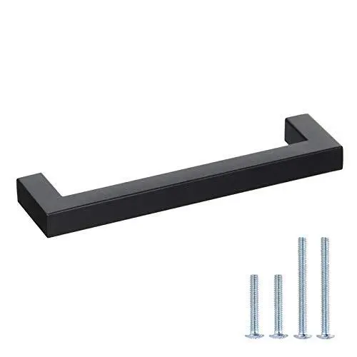 Goldenwarm 10 Pack Black Square Bar Cabinet Pull Drawer Handle Stainless Steel M