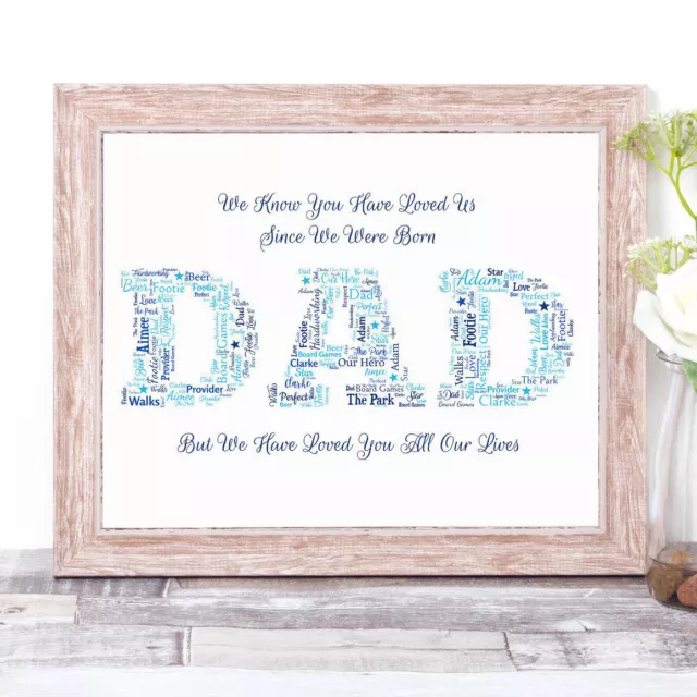 Personalised DAD Word Art Wall Print Gift For Birthday, New Dad, Father's Day