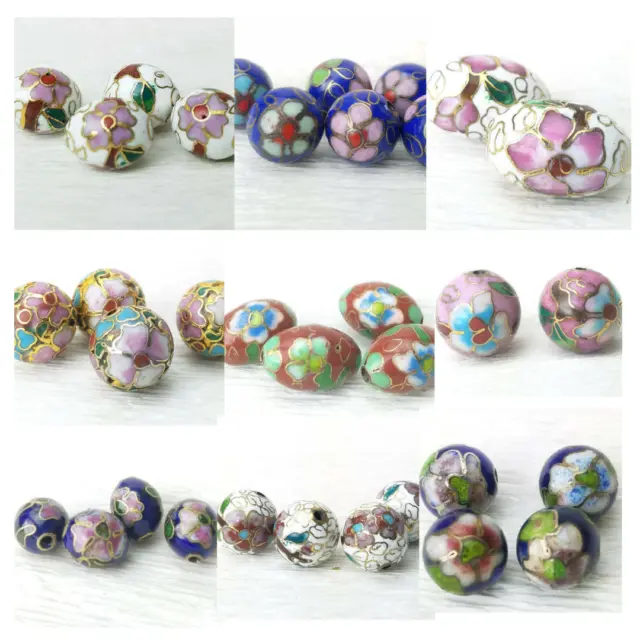 Vintage Floral Cloisonne Enamel Beads Your choice of Design Size Color