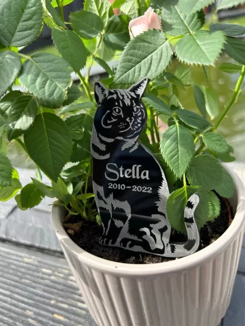 Personalised Cat Memorial Plaque, Stake, Grave Marker for Cemetery or Garden