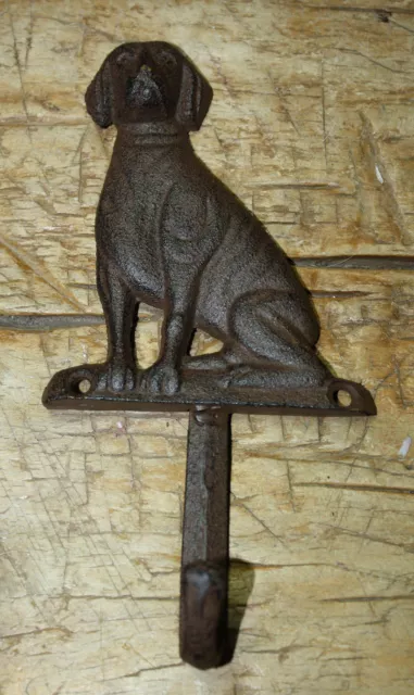 Cast Iron Antique Style DOG Coat Hooks Hat Hook Rack Towel LAB Retriever Puppy