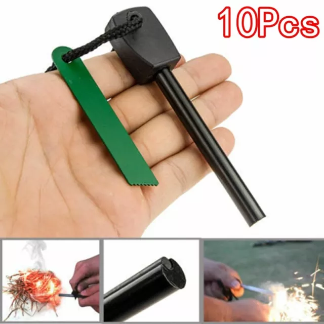 10X Fire Starters Lighter Magnesium Flint Stone Emergency Camping Survival Gear