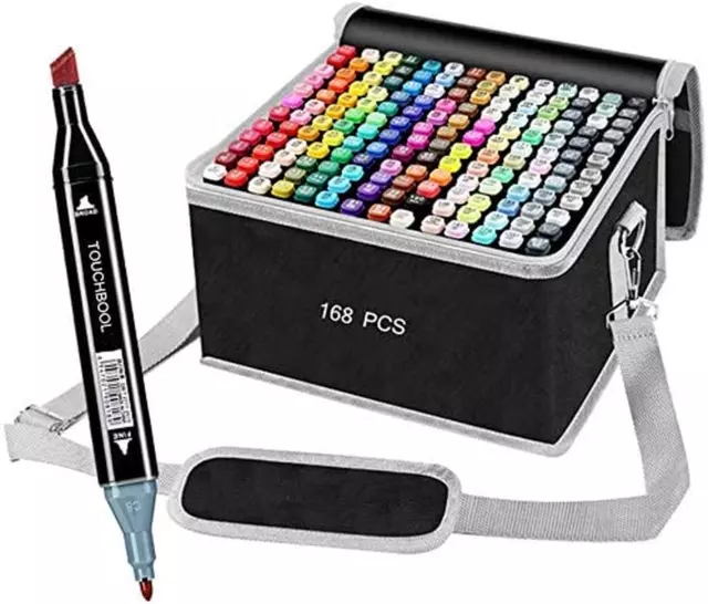 Touchbool Dual Tips Markers Set, Graphic Marker Pens, Permanent Art Markers  Set with Carrying Bag, Twin Markers for Drawing,Designing, Sketching  (Black, 60) in 2023