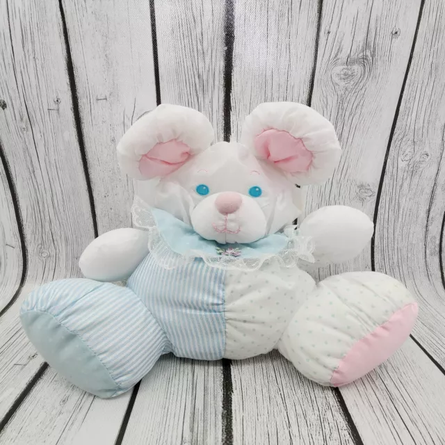 Fisher Price Puffalump Bear Mouse Blue Pink With Rattle Plush