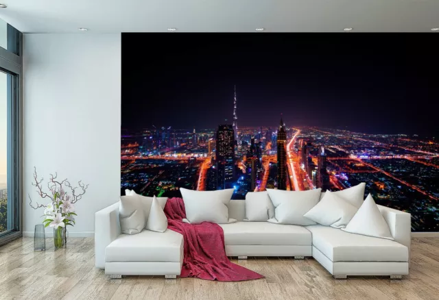 Night Skyscraper Sky Light City Home Wallpaper Mural Photo Room Decoration 2