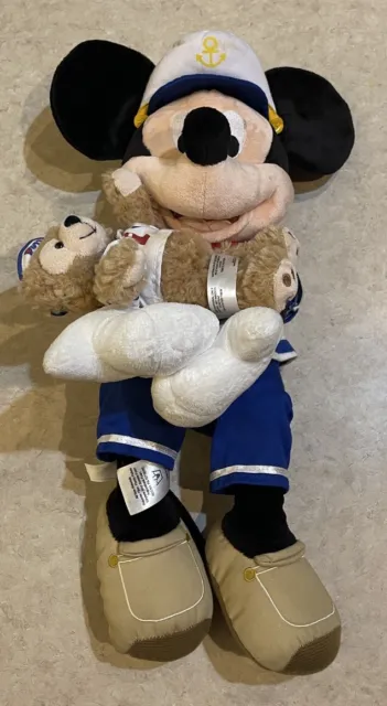 Disney Parks Captain Mickey Mouse and Sailor Duffy The Disney Bear 18” Plush EUC