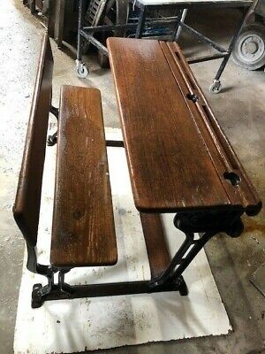 Victorian School desk table with bench seat 2ft x 3ft x 2ft tall 2