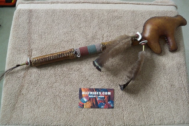 Authentic Native American Indian Navajo rawhide bear rattle Authentic Native American Indian Navajo rawhide bear rattle