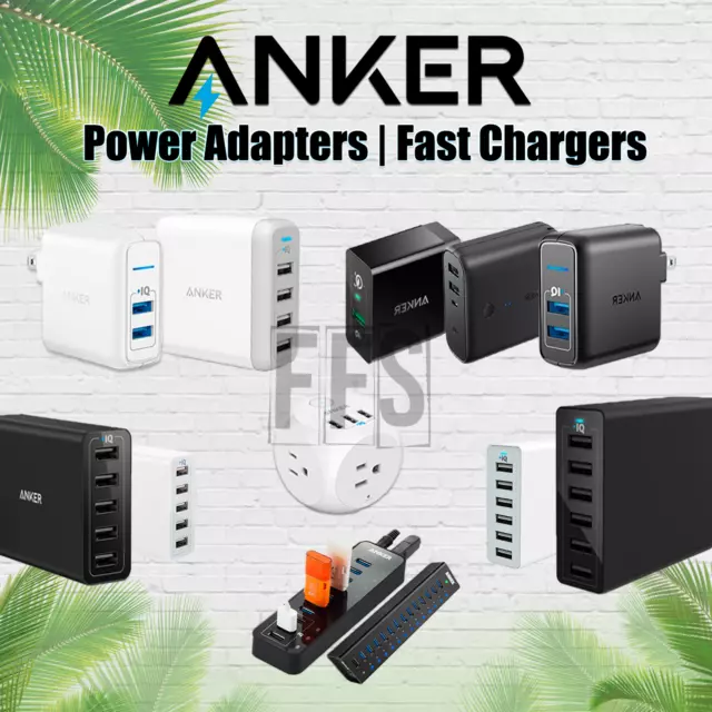 Power Adapter Anker Dual USB Ports Wall AC Black / White Travel lot Fast Charger