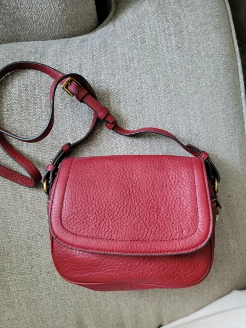 JCrew Signet Purse Flap Bag in Italian Leather Maroon Red $138 G7344 New