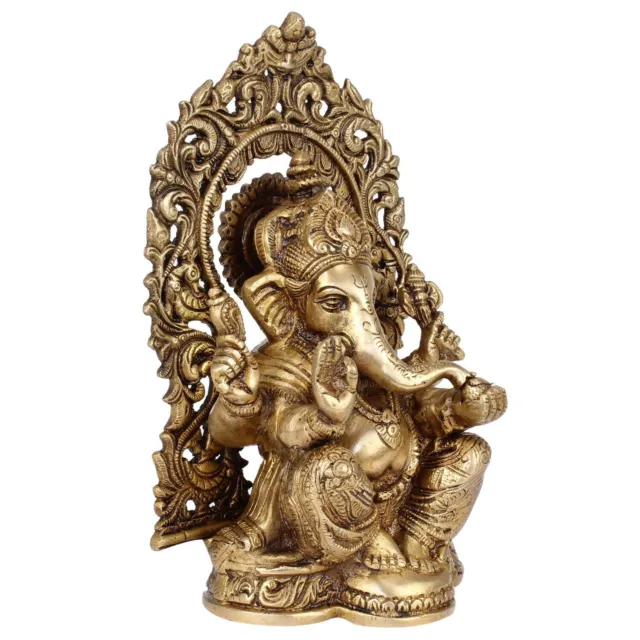 Brass Lord Ganesha Ganesh Sitting Murti Idol Statue For Home Office Temple 8 in 3