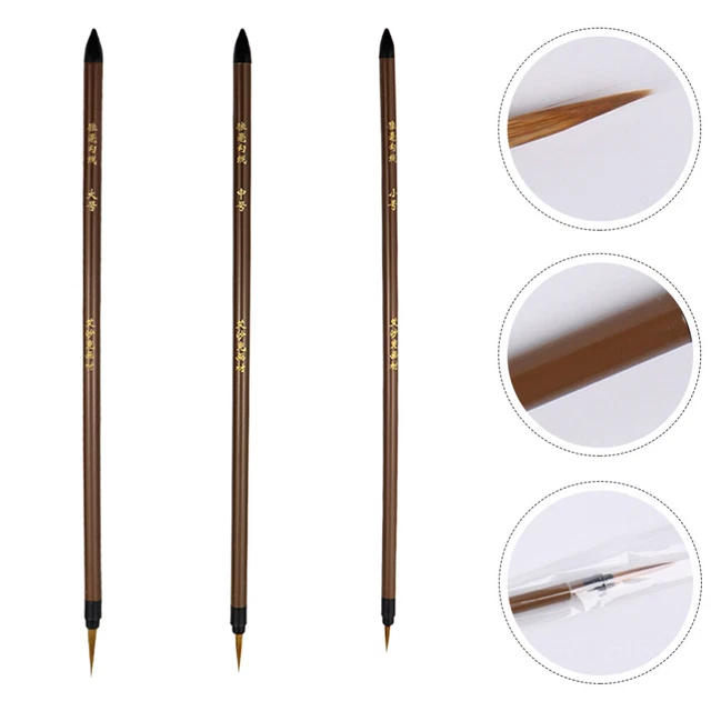 3 piezas Cepillos de dibujo de línea Cepillos de dibujo Cepillos en miniatura para detalles finos