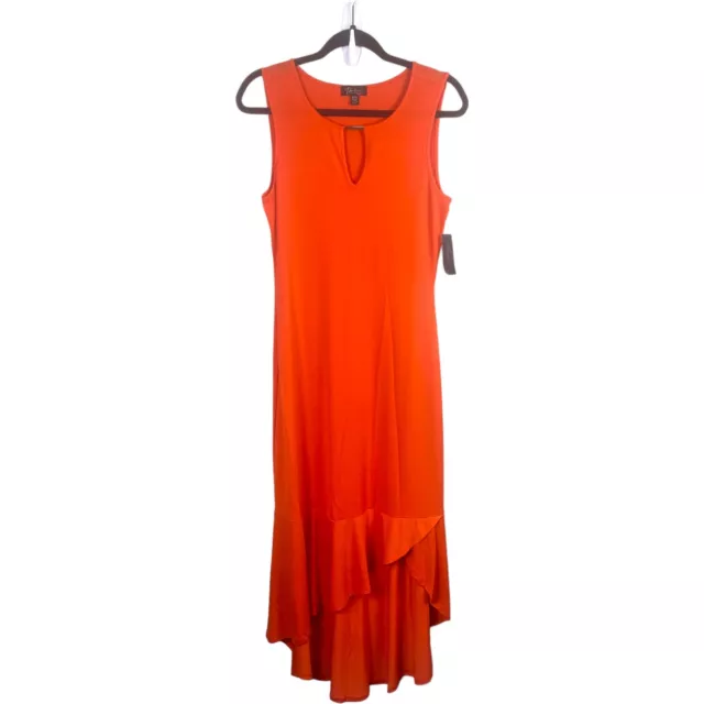 Thalia Sodi Coral Orange Maxi High Low Sleeveless Dress Size Small New