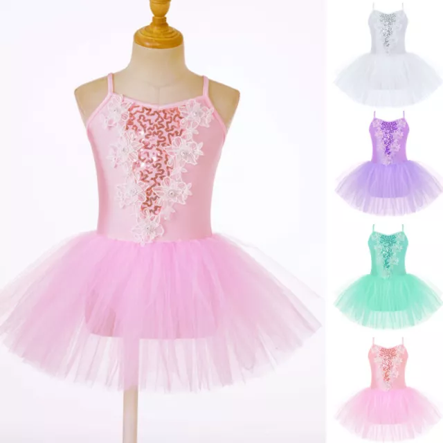 Girls Ballet Mesh Tutu Dress Skirt Ballerina Leotard Camisole Dancewear Costumes