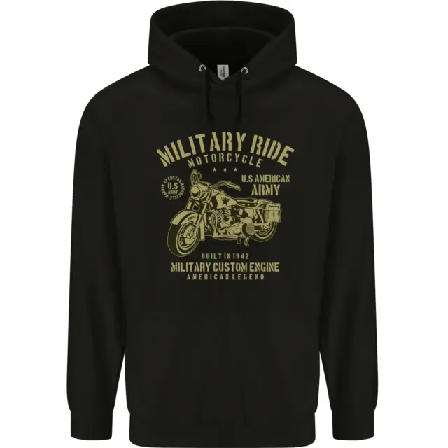 Military Motorcycle Army Motorbike Biker Mens 80% Cotton Hoodie