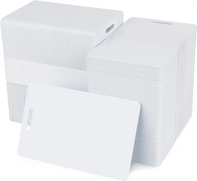 Pack of 500 White CR80 PVC Cards with Slot Punch on Short Side | 30 Mil by