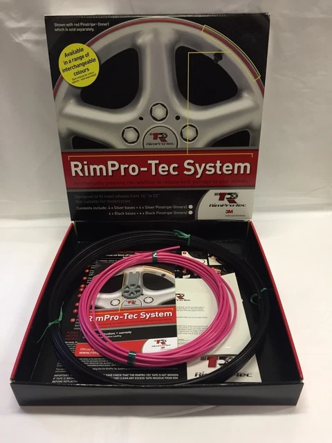 PROTEZIONE CERCHIO RUOTA (RIM-PRO TEC) 4x Nero Esterno con 4x Interno Rosa 14"-22"
