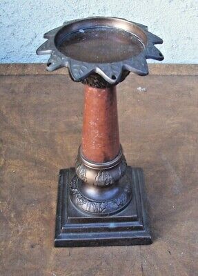 Vintage Solid Bronze Candle Stick & Pillar Candle Holder Stand 9'' Tall