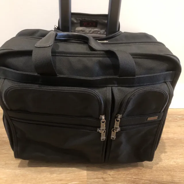 TUMI Alpha Deluxe Expandable WAW Wheeled Rolling Briefcase Bag Black Ballistic