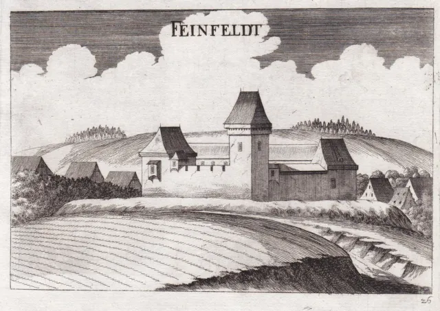 Feinfeld Röhrenbach Corno Incisione Stampa Antica Vischer Austria 1672