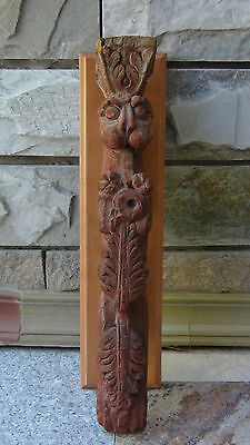 ANTIQUE 18c CHINESE WOOD CARVED TEMPLE DRAGON ARCHITECTURAL ELEMENT STATUE