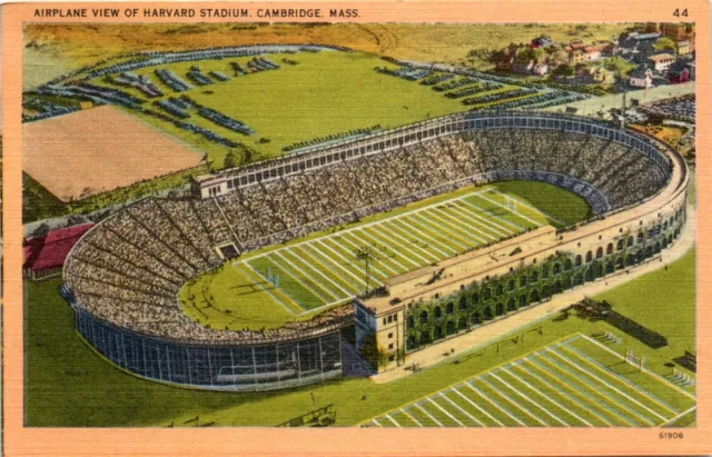 1940s MA Postcard Airplane View Of Harvard Stadium Cambridge Mass Unposted