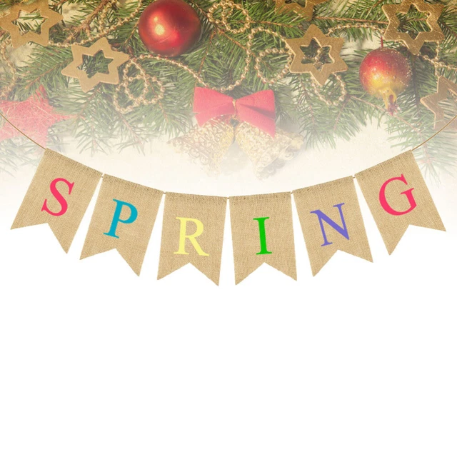 Bunte Frühling Sackleinen Banner Set Brief Druck Girlande Ammer